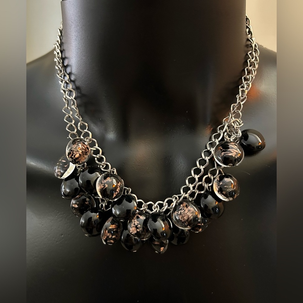 Double layer necklace with beautiful brown stones. 20”chain. Like new! - Picture 3 of 4
